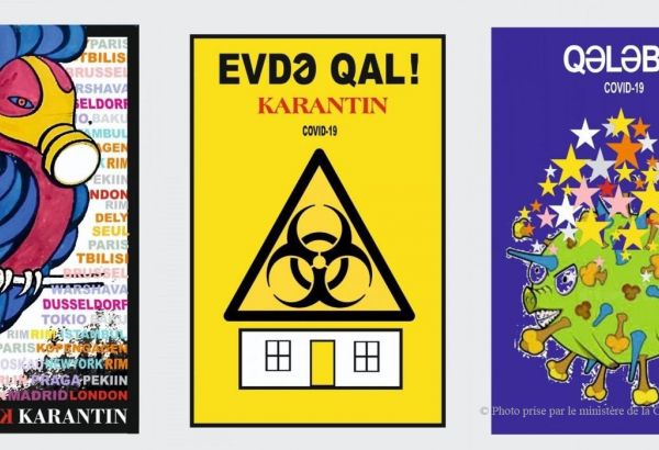 Message global - les affiches d'un artiste azerbaïdjanais sur les règles de quarantaine pendant la pandémie