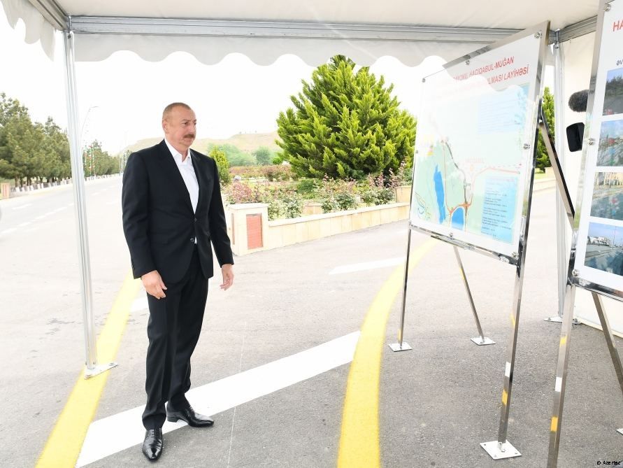 La route Hadjigaboul-Mughan rouverte à la circulation. Le président Ilham Aliyev participe à la cérémonie