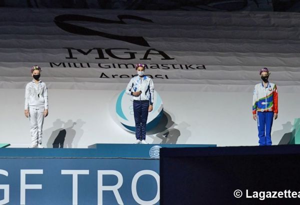 Bakou accueille une cérémonie de remise des prix aux gagnantes et lauréates de la Coupe du Monde de Gymnastique Rythmique à l’Arène nationale de gymnastique