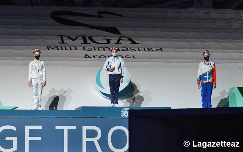 Bakou accueille une cérémonie de remise des prix aux gagnantes et lauréates de la Coupe du Monde de Gymnastique Rythmique à l’Arène nationale de gymnastique