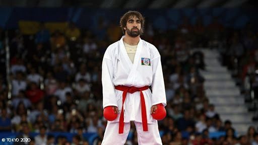Le karatéka azerbaïdjanais Rafael Aghayev en demi-finale des Jeux Olympiques de Tokyo