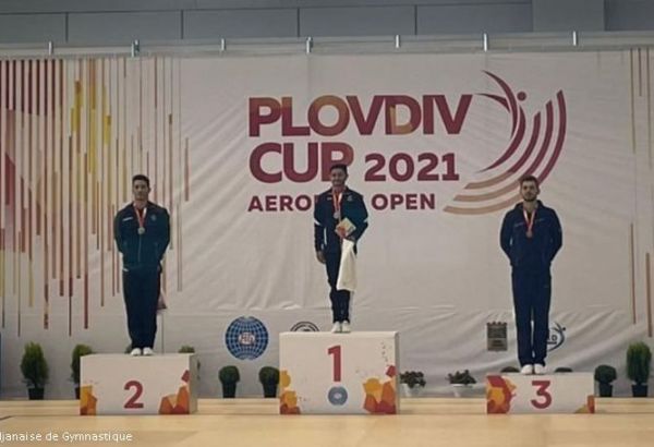Le gymnaste azerbaïdjanais Vladimir Dolmatov remporte une médaille lors d'une compétition en Bulgarie