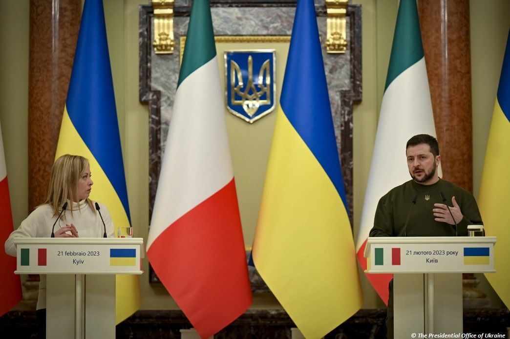 GIORGIA MELONI RÉITÈRE LE SOUTIEN DE L'ITALIE À L'UKRAINE EN MARGE DE SON DÉPLACEMENT À KIEV