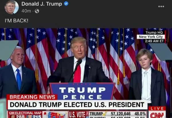 "JE SUIS DE RETOUR": TRUMP ÉCRIT SES PREMIERS MESSAGES SUR FACEBOOK ET YOUTUBE APRES LA LEVÉE DE L'INTERDICTION