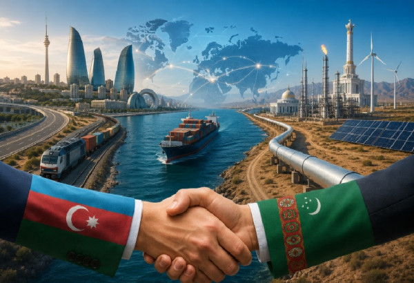 D'UNE RIVE A L' AUTRE DE LA CASPIENNE, L'AZERBAIDJAN ET LE TURKMENISTAN CONSTRUISENT L'AVENIR DE L'EURASIE